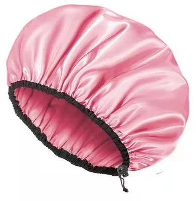 Zdjęcie produktu dla Czapka pod prysznic dla kobiet, duża, wielokrotnego użytku, wodoodporna czapka pod prysznic z elastyczną opaską, dwuwarstwowa czapka z jedwabnej satyny do długich, zaplecionych włosów