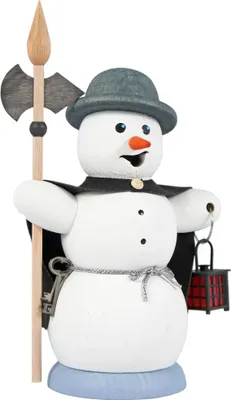 Produktbild von Drechslerei Kuhnert Räucherfigur - Schneemann als Nachtwächter - ca. 13 cm - aus Holz - für Räucherkerzen (M)