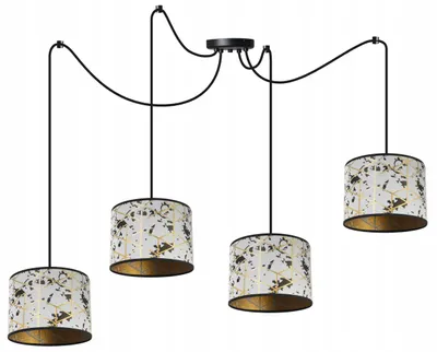 Produktbild von Decken-Hängelampe, Lampenschirm mit Spinnenmuster, Gold