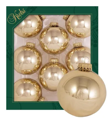 Weihnachtskugeln aus Glas, 8 Stück, lichtgoud glänzend, 7 cm