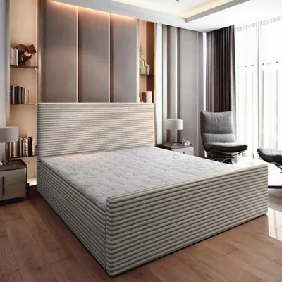 Produktbild von Masseno Boxspringbett BRENTO 180x200 cm Komplett-Set mit Bonell Matratze und Topper, Polsterbett mit Bettkästen -Hellgrau, TILIA 83