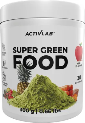 Produktbild von Activlab Super Green Food Spirulina Chlorella 300 g, Apfel, 30 Tagesportionen, Vitamine, Detox, Energie, natürliches Supplement