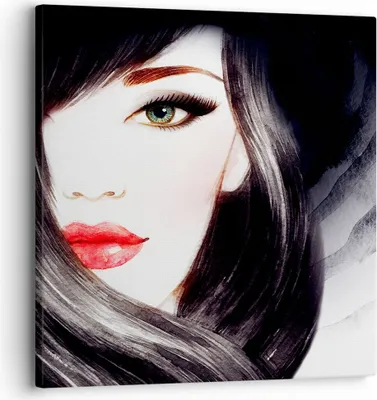 Produktbild von Bild auf Leinwand - Leinwandbild - Frau Gesicht - 30x30cm - Wand Bild - Wanddeko - Wandbilder - Leinwanddruck - Bilder - Kunstdruck - Wanddekoration - Leinwand bilder - Wandkunst - AC30x30-3779