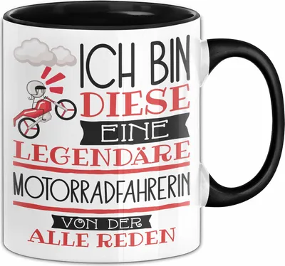 Produktbild von Motorradfahrerin Tasse Geschenk Ich Bin Diese Eine Legendäre Motorradfahrerin Von Der Alle Reden Geschenkidee Geburtstag Weihnachten (Schwarz)