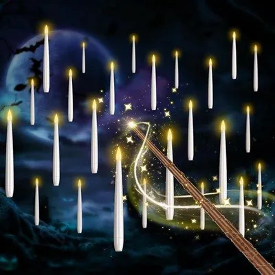 Produktbild von LED-Lichter - Schwebende LED-Säulen, 12 Stücke Magische Hangende Säulen mit Stab Fernbedienung, Vorbrennungslose LED-Säulen Batterie Säulen für Haus, Kirche, Feier, Weihnachten, Weihnachtsdekoration