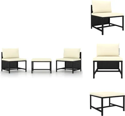 Immagine prodotto di vidaXL Set di divani da giardino a 3 pezzi con cuscini in poly rattan nero - elementi per divani da giardino