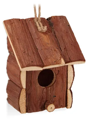 Image de Mini nichoir Relaxdays, décoration à suspendre, bois non traité, balcon, jardin, nichoir HBT 16,5 x 12 x 9,5 cm, couleur naturelle