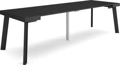 Produktbild von Ausziehbarertisch, 262x90x73cm, Für 12 Gäste, Hölzerne Beine, Schwarz