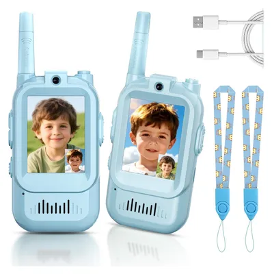 Produktbild von 2 Video-Walkie-Talkies für Kinder, geeignet für Jungen und Mädchen im Alter von 3 bis 12 Jahren zum Spielen mit der Familie