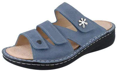 Produktbild von FINN COMFORT Grenada Damen Pantolette hellblau genarbtes Nubukleder - Größe: 38