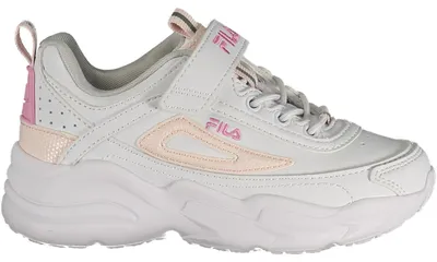 Image de Chaussure de sport blanche pour enfant avec fermeture velcro, détails roses et semelle intérieure