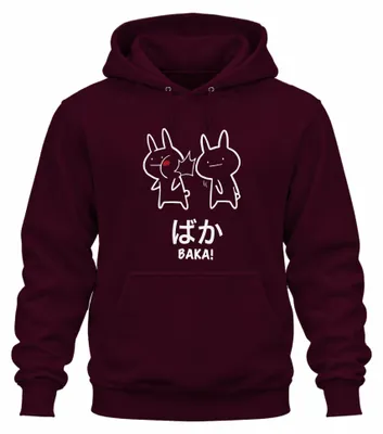 Produktbild von ばか BAKA! Anime Kawaii Hase Ohrfeige Otaku Manga Japan Hoodie Kapuzenpullover, Burgundy, S