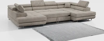 Produktbild von Ecksofa, Wohnzimmer U Couch, Polstersofa mit Bettkasten - GUSTAW-U - Beige