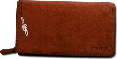 Produktbild von Stylische Vintage Reißverschluss-Geldbörse für Damen – Old River Portemonnaie cognac braun