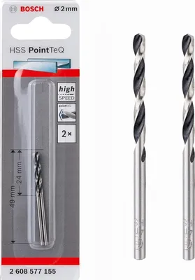 Produktbild von Bosch  Professionel HSS- PointTeQ Ø 2 x 24 x 49  mm 2 Stk.Metallbohrer