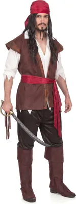 Immagine prodotto di Costume da pirata malvagio bucaniere marrone-bianco-rosso - S