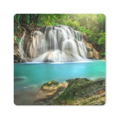 Produktbild von MuchoWow® Mauspad Mousepad Wald - Wasserfall - Natur 20x20 cm - Mousepads - Maus Mat - Pad - Mausunterlage - Desk Mat - Bureauartikeln