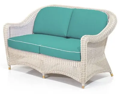 Produktbild von Casa Padrino Luxus 2er Gartensofa Weiß / Türkis 140 cm