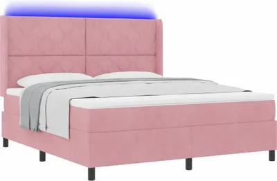 Immagine prodotto di Letto a molle con materasso con led Rosa 180 x 200 cm Velluto