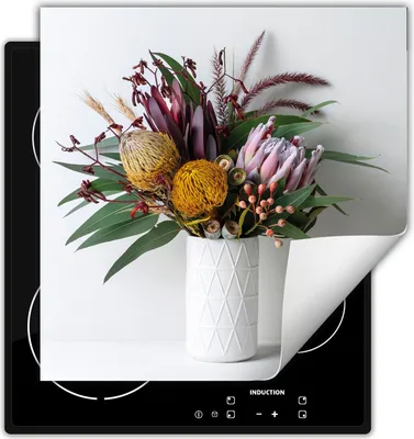 Produktbild von DarHaus Herdabdeckplatte 60x52 cm Anti Rutsch Matte Aufrollbar, Blumenstrauß