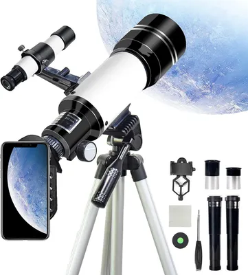 Produktbild von Teleskop für Kinder und Einsteiger für Beobachtung von Himmel und Landschaft, 70mm fernrohr Teleskop Astronomisches Mit verstellbarem Stativ