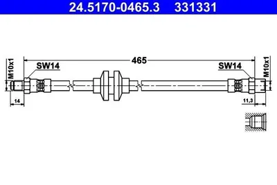 Produktbild von ATE 24.5170-0465.3 Bremsschlauch Vorne für VOLVO 480 E (482) 440 K (445) 460 L (464)