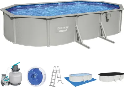 Produktbild von Bestway® Hydrium™ Stahlwandpool Komplett-Set mit Sandfilteranlage 610 x 366 x 122 cm, granitgrau, oval