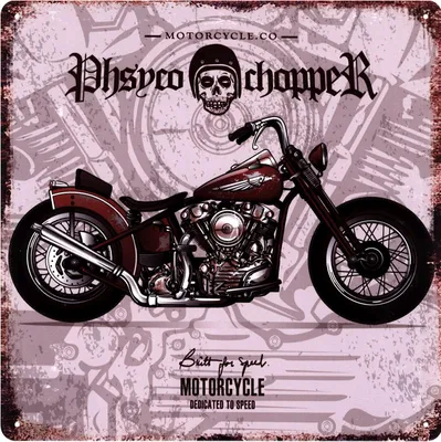 Obrázek produktu pro Moritz retro dekorativní plechový nápis Phsycho chopper motorka nápad na dárek z kovu vintage design pro dekoraci