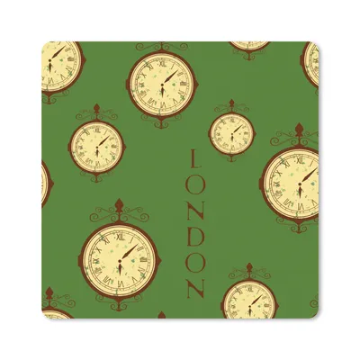 Produktbild von MuchoWow® Mauspad Mousepad London - Vintage - Uhr - Muster 20x20 cm - Mousepads - Maus Mat - Pad - Mausunterlage - Desk Mat - Bureauartikeln