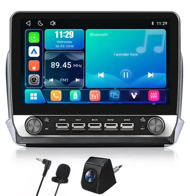 Zdjęcie produktu dla Radio 2 DIN do Peugeota 2008 (2013-2017), system Linux, CarPlay, Android Auto, instalacja typu "plug & play" z wbudowaną kamerą cofania i mikrofonem