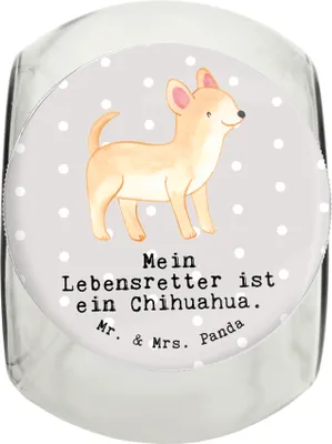 Produktbild von Mr. & Mrs. Panda Dose Chihuahua Lebensretter XL 2000ml - Grau Pastell - Geschenk, Glasdose, Bonbonglas, Dekoglas, Keksdose, glasbehälter