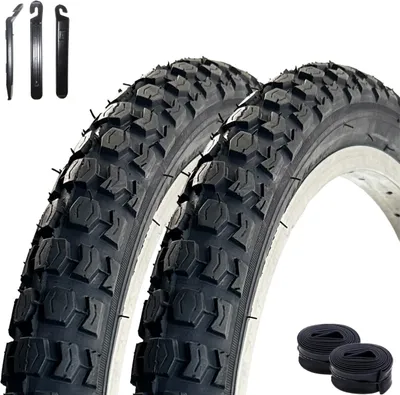Produktbild von 2 x VEE Rubber V092 20" Fahrradreifen Schwarz 57-406 (20 x 2.125) + 2 x passende Schläuche AV inkl. maxxi4you Reifenheber