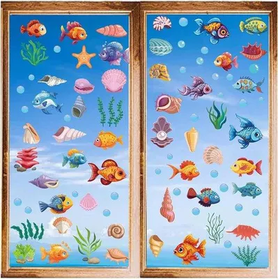 Produktbild von Tropische Fische Ozean Schelp Koraal Cartoon Wandsticker Deko