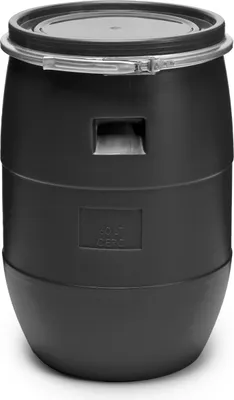 Produktbild von Garronda 60L Plastikfass Schwarz Lebensmittelfass aus HDPE-Kunststoff Regentonne für Garten GD-0078