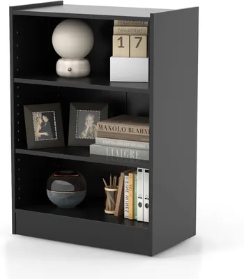Produktbild von GOPLUS 3-stufiges Bücherregal, Eck-Bücherregal Display Rack mit verstellbaren Regalen, Display Regal für Wohnzimmer, Schlafzimmer, Büro (Schwarz)