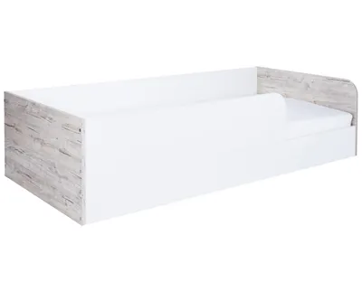 Produktbild von Bodenbett 90x200 cm Kinderbett in Eiche-Sand/Weiß – modernes Kinderbett, pflegeleicht
