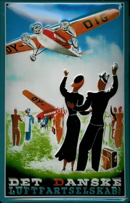 Produktbild von Blechschild Flughafen Dänemark Flugzeug Danske Schild Nostalgieschild
