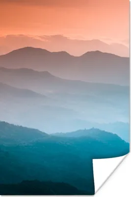 Produktbild von MuchoWow® Poster Berge - Sonne - Orange - Natur 120x180 cm - Kunstposter