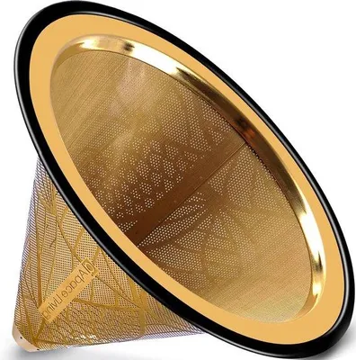 Produktbild von Famanu Kaffeefilter Wiederverwendbar Edelstahl - Titan-Gold Floral Mesh
