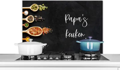 Produktbild von KitchenYeah®  Spritzschutz Küche - Küchenrückwand - Wandschutz für Herd und Spüle - Zitate - Sprichwörter - Küche - Papa 90x60 - Alu-Dibond (Alternative zum Spritzschutz aus Glas) - Hitzebeständig - H