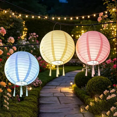 Solarleuchten-Set 3er, 20 cm LED-Laternen, wetterfest, hängend
