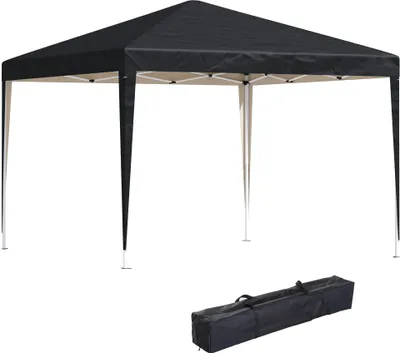 Produktbild von Fortuna Lai Pavillon ca. 3x3m, wasserabweisend Stabil Winterfest Pop-up Faltpavillon, UV Schutz, Faltbar Partyzelt Gartenzelt mit Tasche, Gartenpavillon für Camping Garten, Schwarz