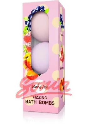 Produktbild von Dairy Fun Sprudelnde Badebomben Erdbeer-Blaubeere-Pfirsich 1 Packung - (3x100g)