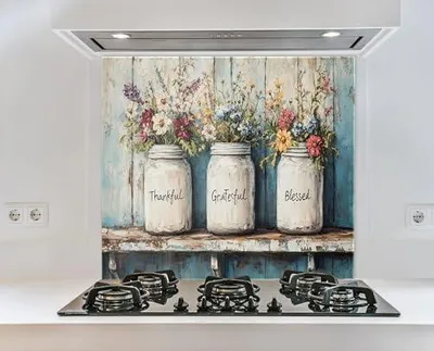 Produktbild von Myphotostation Küchenrückwand aus gehärtetem Glas, Spritzschutz für Küche und Herd, Wandschutz und Herdpaneel, 80 cm x 35,4 cm