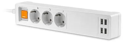 Productafbeelding van PLATINET slimme Wi-Fi verlenger, 1,8 meter, 16A, 4xUSB-A (5A), wit, TUYA