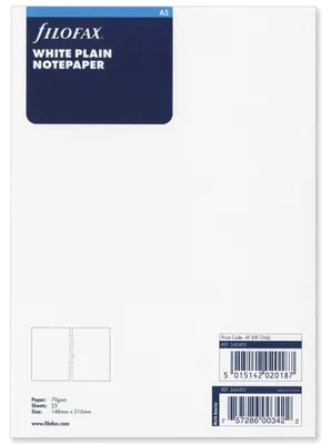 Zdjęcie produktu dla Wkład do terminarza Filofax A5, papier nie liniowany, biały, 25 kartek