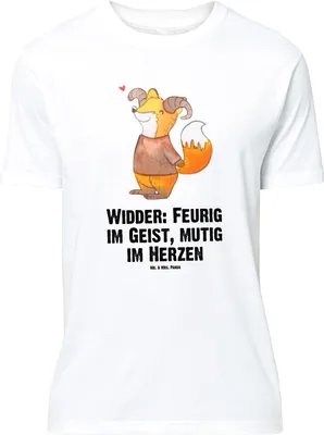 Produktbild von Mr. & Mrs. Panda T-Shirt Widder Astologie - Weiß - Geschenk, Sternzeichen, Geburtstagsgeschenk, Große Größen, Lustiges, Tshirt, Astrologie, Shirt, Tierkreiszeichen