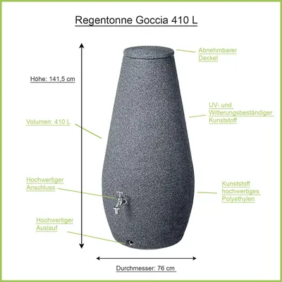 Produktbild von Regentonne anthrazit GOCCIA 410 Liter