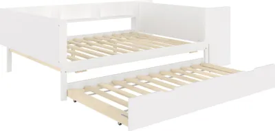 Produktbild von okwish Jugendbett mit Rollbett,140x200cm,Doppelbett mit Schreibtisch&Regalen,Holzbett,Schreibtischbett,Ohne Matratze,weiß