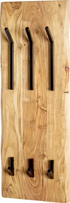 Produktbild von HAKU Wandgarderobe akazie, schwarz - Massivholz, Metall, B/H/T: 36x100x12 cm